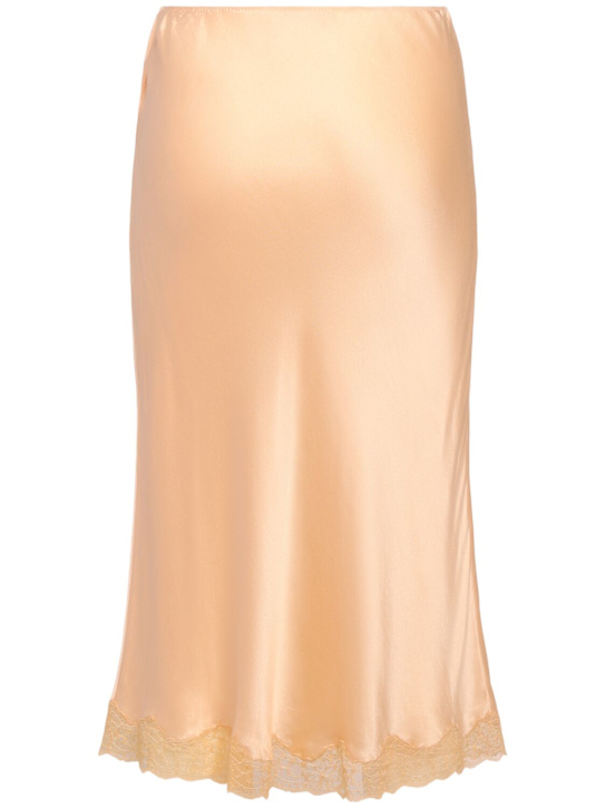The Row: Irene silk satin midi skirt w/ lace - Light Peach - women_1 | Luisa Via Roma