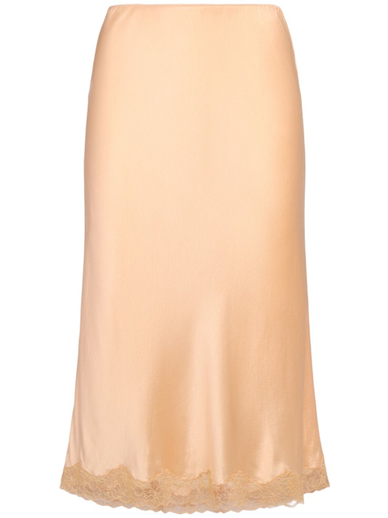 The Row: Irene silk satin midi skirt w/ lace - Light Peach - women_0 | Luisa Via Roma