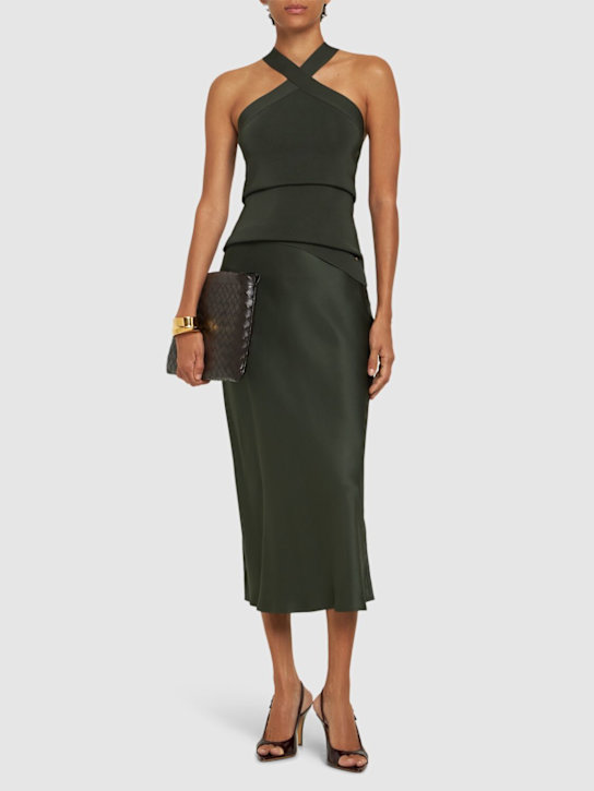 ANINE BING: Bar silk satin midi skirt - women_1 | Luisa Via Roma