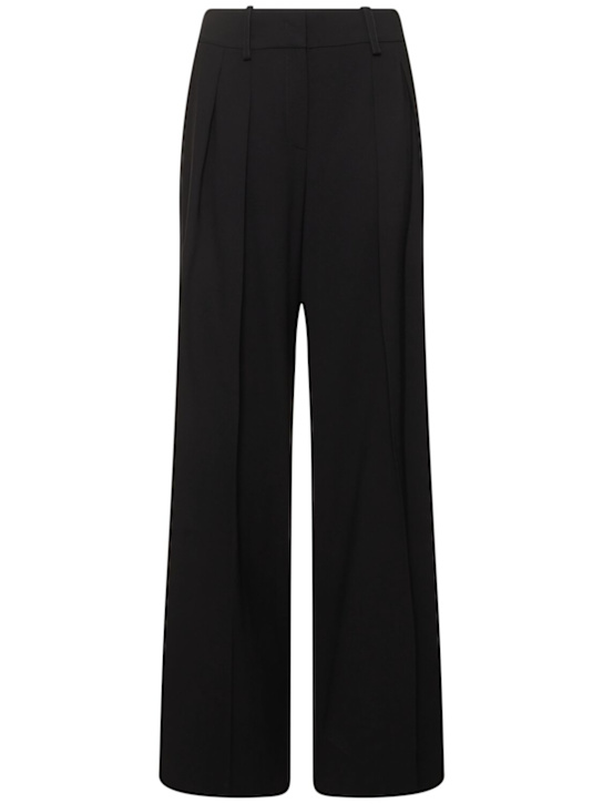 Michael Kors Collection: Pleated wool serge slouchy wide pants - Black - women_0 | Luisa Via Roma