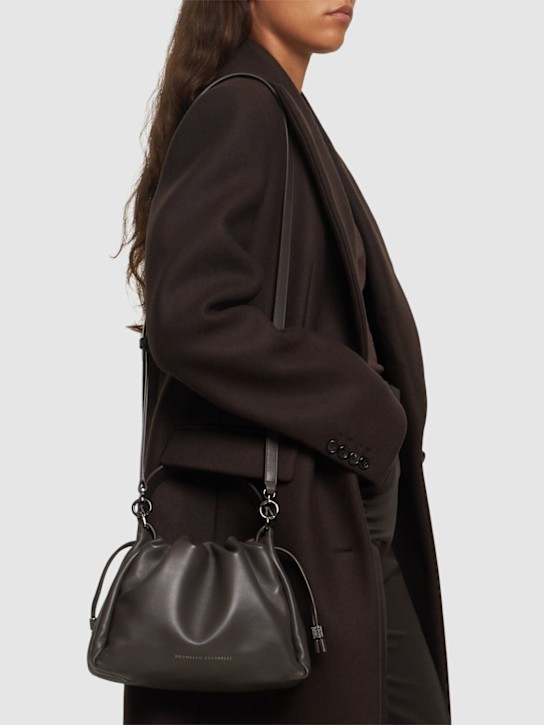 Brunello Cucinelli: Glove napa leather top handle bag - women_1 | Luisa Via Roma