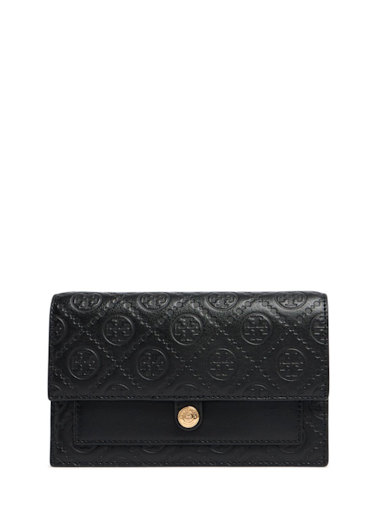Tory Burch: T Monogram leather wallet w/ chain - women_0 | Luisa Via Roma