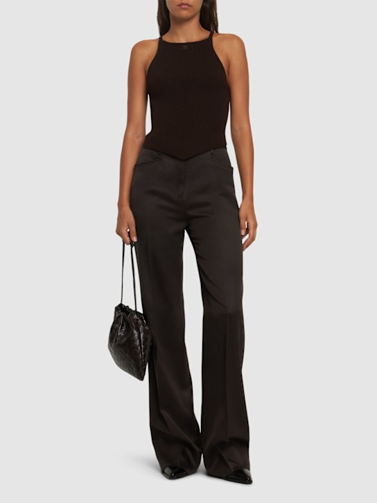 Courrèges: Pointy hem rib knit tank top - Brown - women_1 | Luisa Via Roma