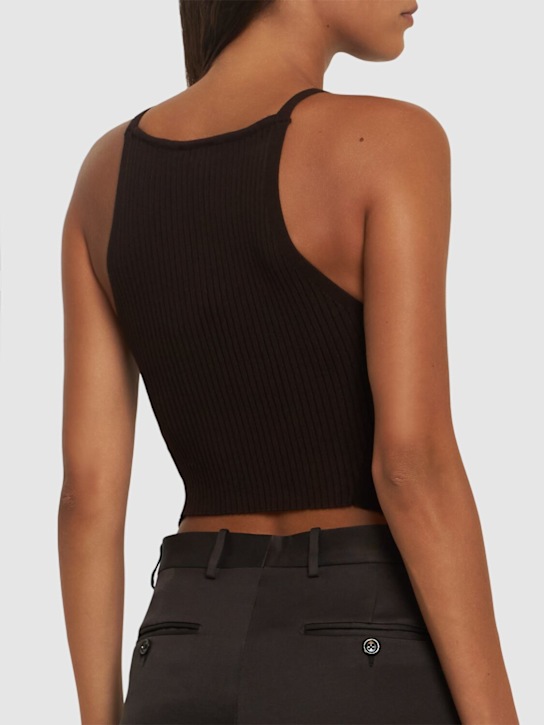 Courrèges: Pointy hem rib knit tank top - Brown - women_2 | Luisa Via Roma