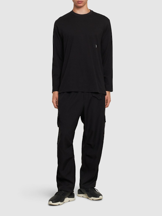 Y-3: Cotton long sleeve t-shirt - Black - men_1 | Luisa Via Roma