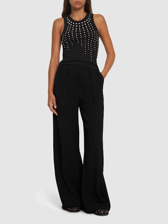 Des Phemmes: Embellished ribbed jersey tank top - women_1 | Luisa Via Roma