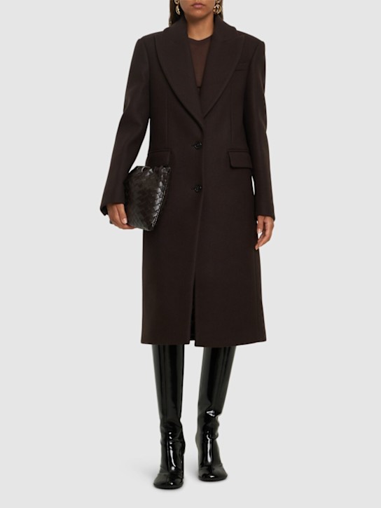 Michael Kors Collection: Chesterfield Sculptural wool melton coat - Brown - women_1 | Luisa Via Roma