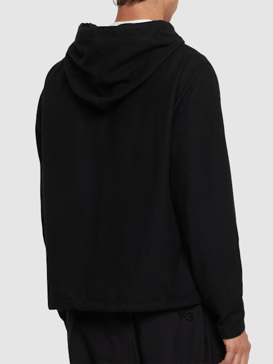 Y-3: Wool blend flannel zip hoodie - men_2 | Luisa Via Roma