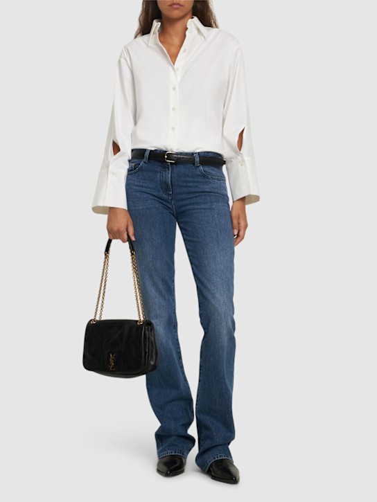 Michael Kors Collection: Spiral sleeve oversize poplin shirt - White - women_1 | Luisa Via Roma