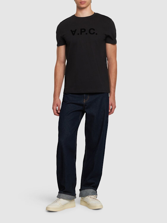 A.P.C.: Flocked logo organic cotton t-shirt - men_1 | Luisa Via Roma