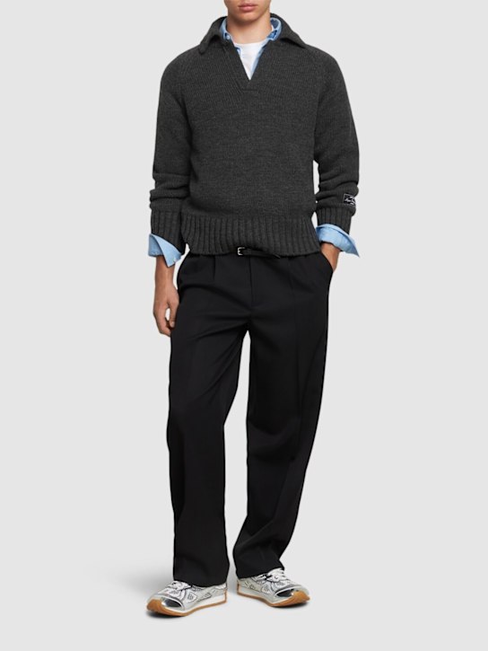 MSGM: Ribbed anthracite knit sweater - Anthracite - men_1 | Luisa Via Roma