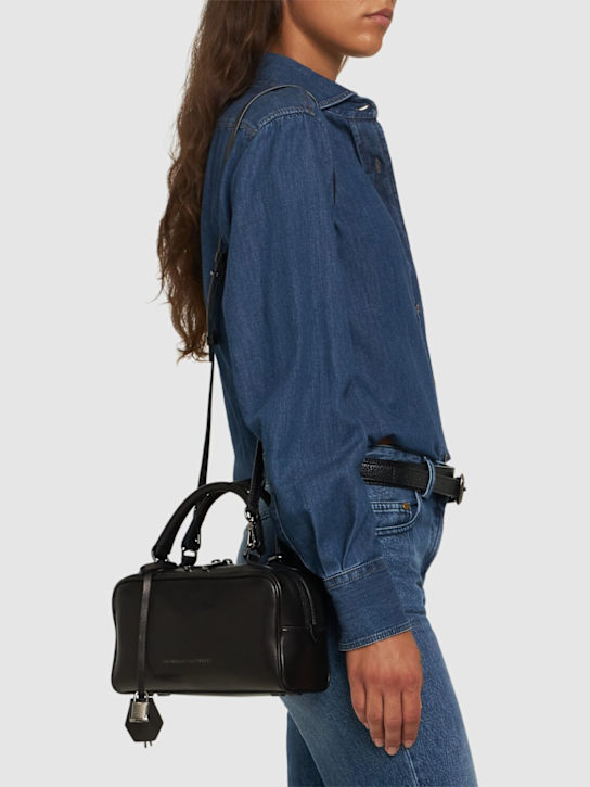 Brunello Cucinelli: Glossy leather top handle bag - women_1 | Luisa Via Roma