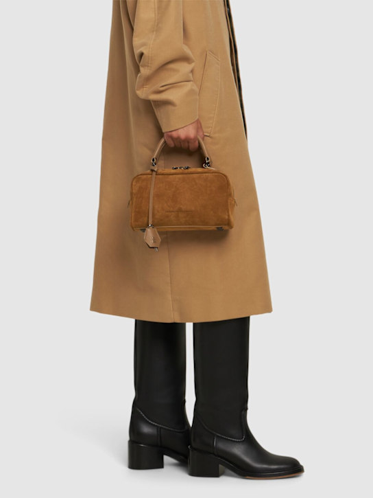 Brunello Cucinelli: Softy Velour suede top handle bag - Syrup - women_1 | Luisa Via Roma