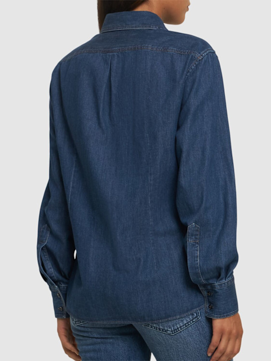 Brunello Cucinelli: 牛仔衬衫 - 蓝色 - women_2 | Luisa Via Roma
