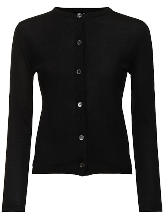 ASPESI: Merino wool knit crewneck cardigan - women_0 | Luisa Via Roma