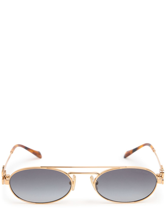 Miu Miu: Round metal sunglasses - women_0 | Luisa Via Roma