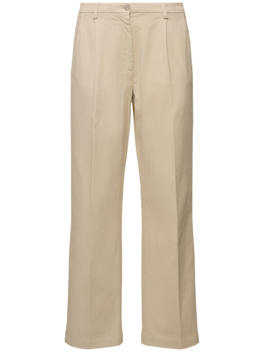 ASPESI: Plissierte Hose aus Stretch-Gabardine - Beige - women_0 | Luisa Via Roma