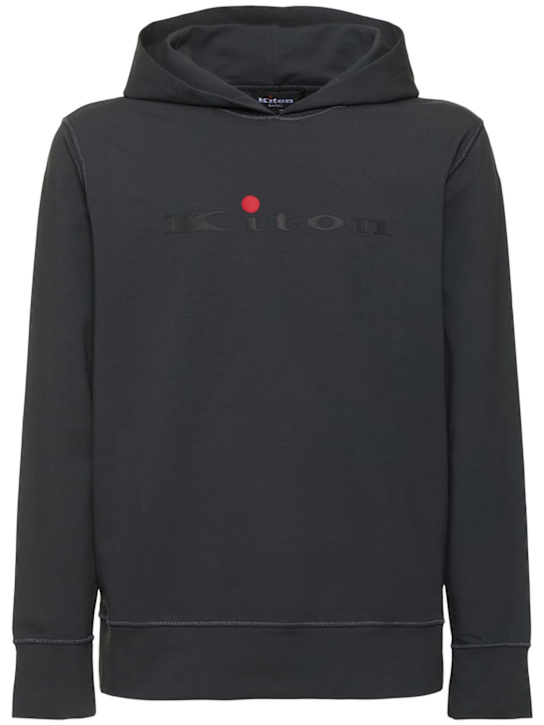 Kiton: Cotton blend logo sweatshirt - men_0 | Luisa Via Roma