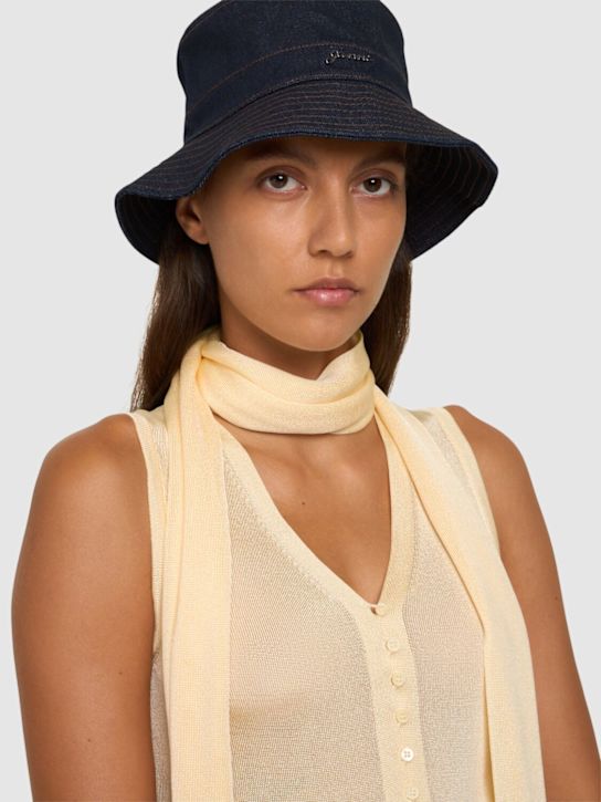 GANNI: Signature recycled denim bucket hat - women_1 | Luisa Via Roma