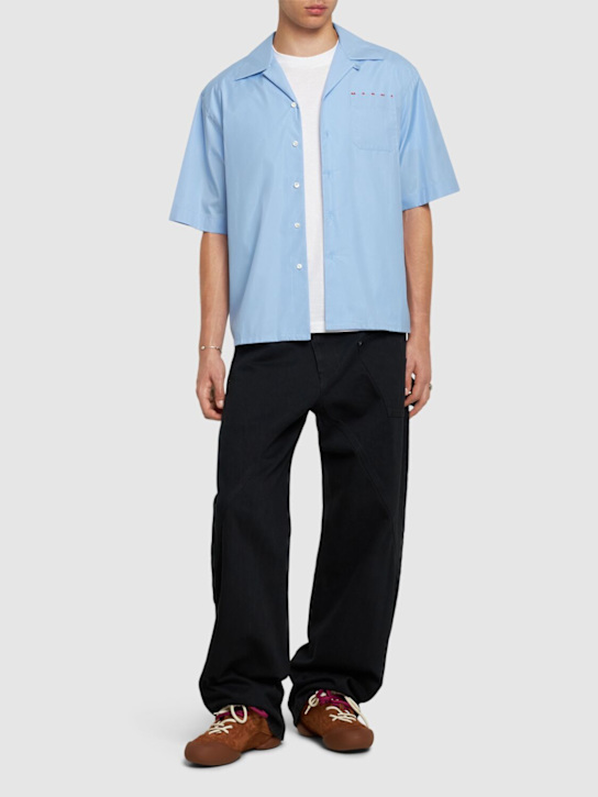 Marni: Logo cotton poplin boxy s/s shirt - men_1 | Luisa Via Roma