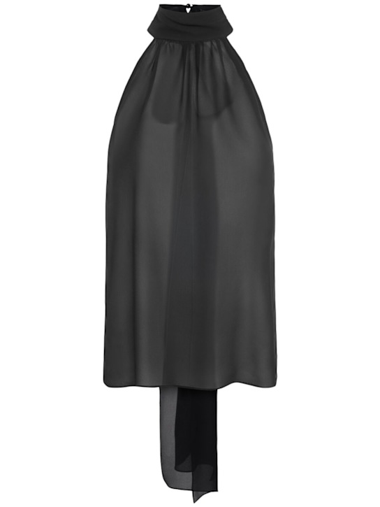 Tom Ford: Silk georgette halter neck top - Black - women_0 | Luisa Via Roma