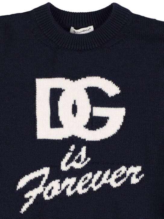Dolce&Gabbana: Maglia in lana vergine - Blu - kids-girls_1 | Luisa Via Roma