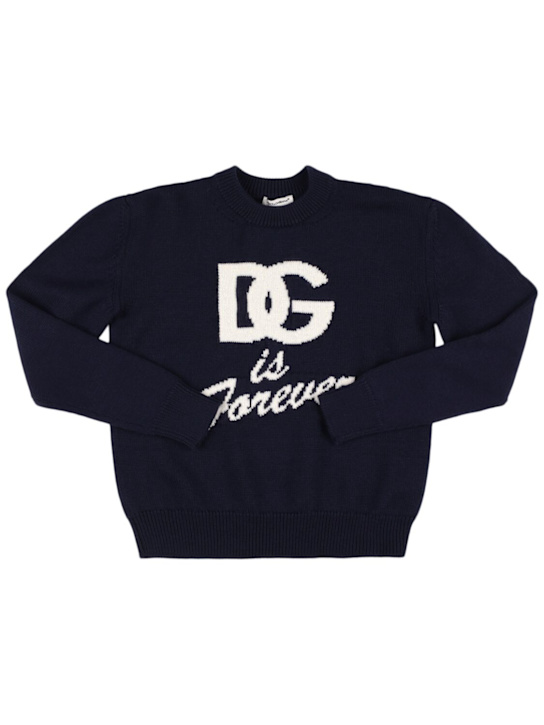 Dolce&Gabbana: Maglia in lana vergine - Blu - kids-girls_0 | Luisa Via Roma