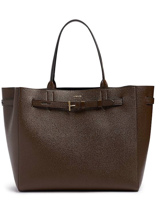 Tom Ford: Large grain leather tote bag - women_0 | Luisa Via Roma