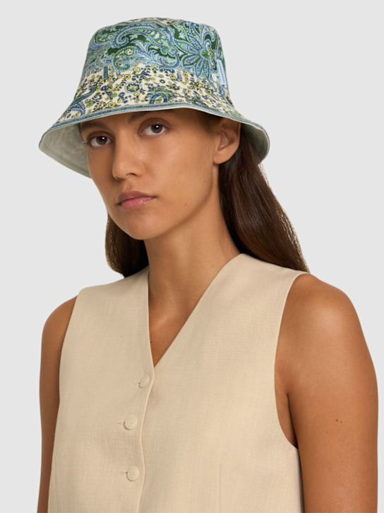 Zimmermann: Printed canvas bucket hat - Green Paisley - women_1 | Luisa Via Roma