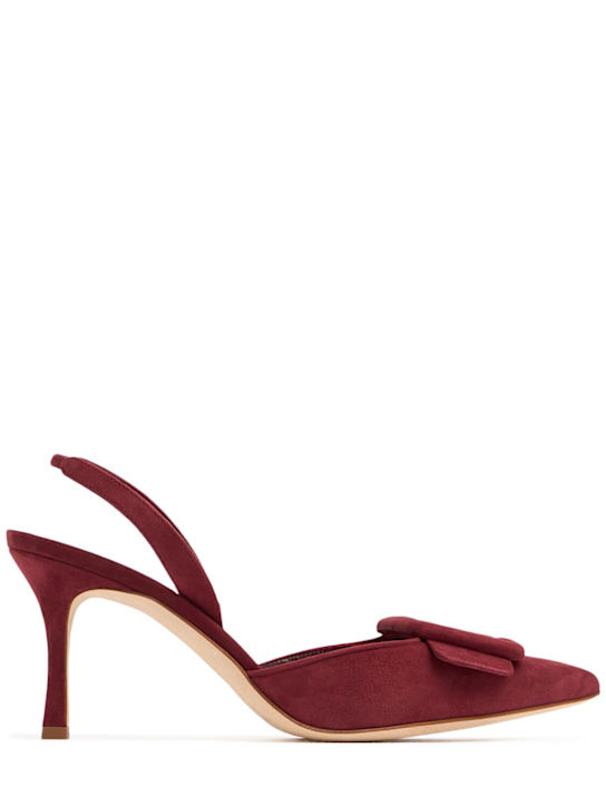 Manolo Blahnik: 70mm Maysli suede slingback pumps - women_0 | Luisa Via Roma