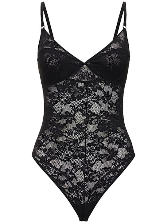 Fleur Du Mal: Le Stretch soft lace bodysuit - women_0 | Luisa Via Roma