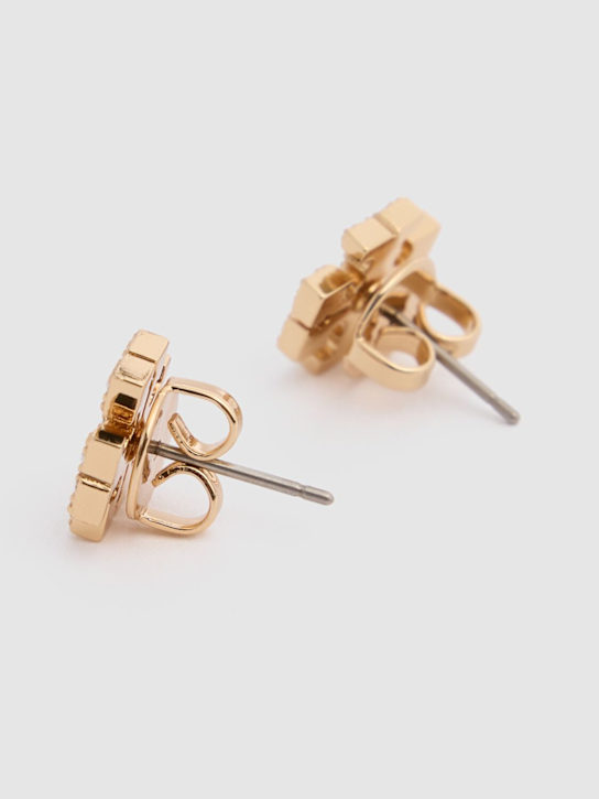 Tory Burch: Kira pavé stud earrings - Gold/Crystal - women_1 | Luisa Via Roma