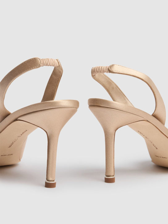 Manolo Blahnik: 70毫米Hangisi绸缎高跟鞋 - 香槟色 - women_4 | Luisa Via Roma