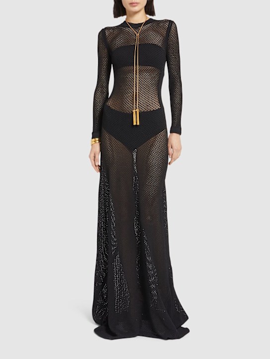Tom Ford: Fine viscose blend crepe long dress - Black - women_1 | Luisa Via Roma