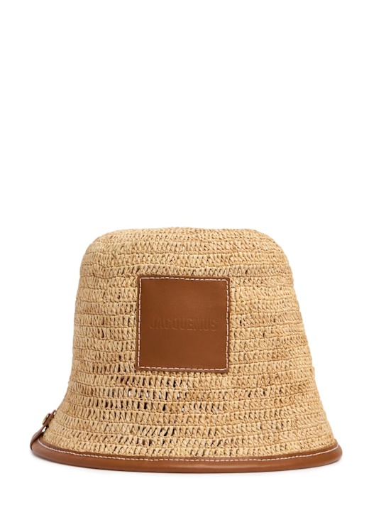 Jacquemus: Le Bob Soli raffia bucket hat - Light Brown 2 - women_0 | Luisa Via Roma