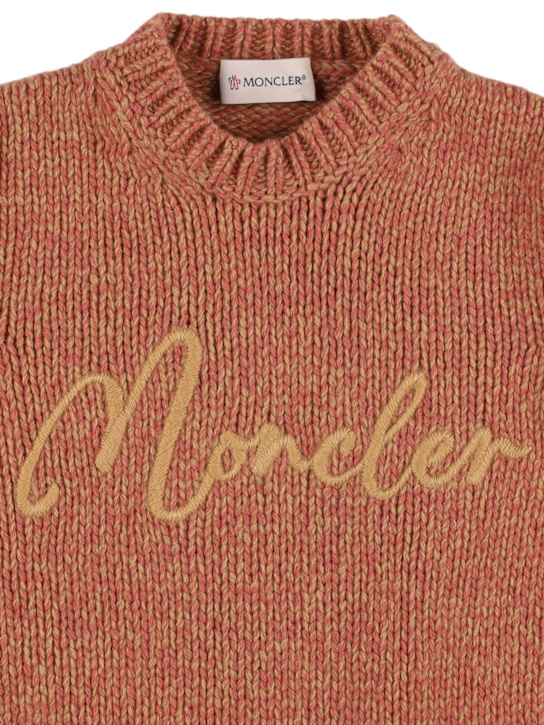 Moncler: Logo virgin wool sweater dress - Rosa - kids-girls_1 | Luisa Via Roma