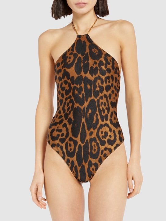 Tom Ford: Leopard print jersey one piece swimsuit - women_1 | Luisa Via Roma