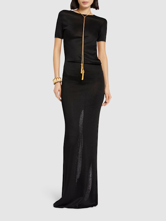 Tom Ford: Liquid viscose double knit long dress - Black - women_1 | Luisa Via Roma