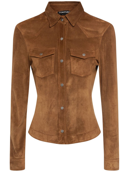 Tom Ford: Suede western shirt - Caramel - women_0 | Luisa Via Roma