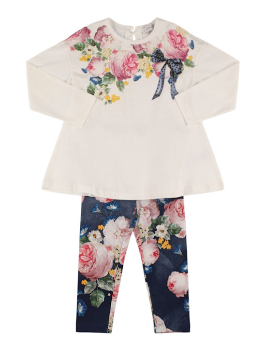 Monnalisa: T-shirt e leggings in jersey di cotone con stampa - kids-girls_0 | Luisa Via Roma