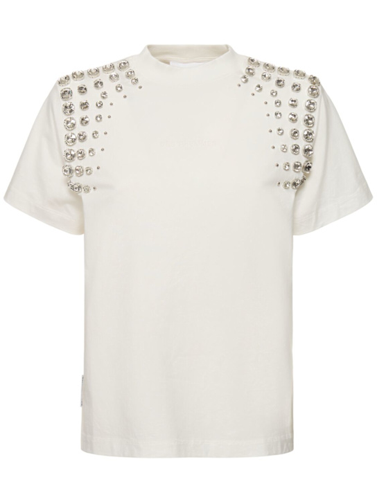 Des Phemmes: Embellished jersey t-shirt - women_0 | Luisa Via Roma
