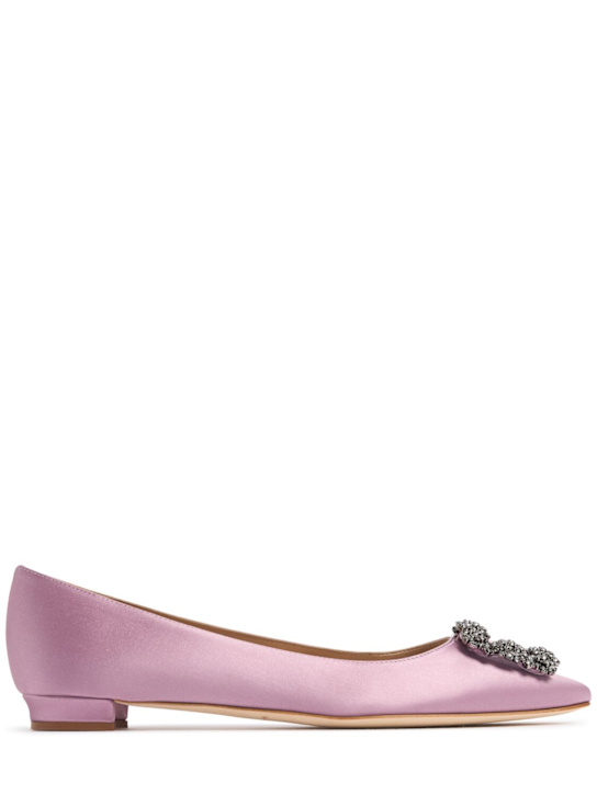 Manolo Blahnik: 10mm Hangisi satin ballerina flats - women_0 | Luisa Via Roma