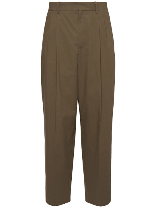 The Row: Silas cotton pleated pants - Khaki - men_0 | Luisa Via Roma