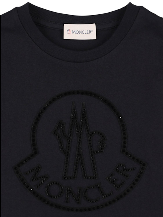 Moncler: Crystal logo cotton t-shirt - kids-girls_1 | Luisa Via Roma