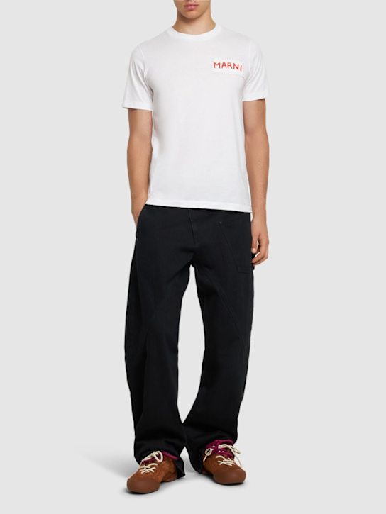 Marni: Plain cotton knit t-shirt - men_1 | Luisa Via Roma