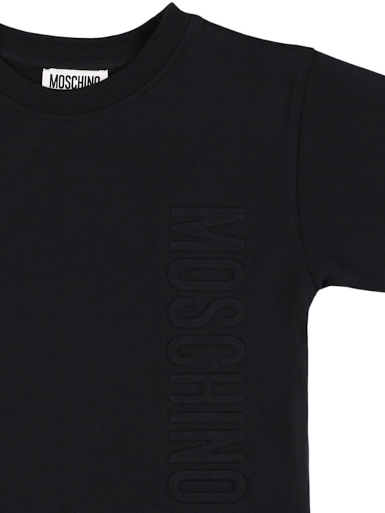 Moschino: Logo embroidery cotton jersey t-shirt - kids-boys_1 | Luisa Via Roma