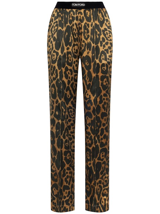 Tom Ford: Leopard print stretch silk satin pants - women_0 | Luisa Via Roma