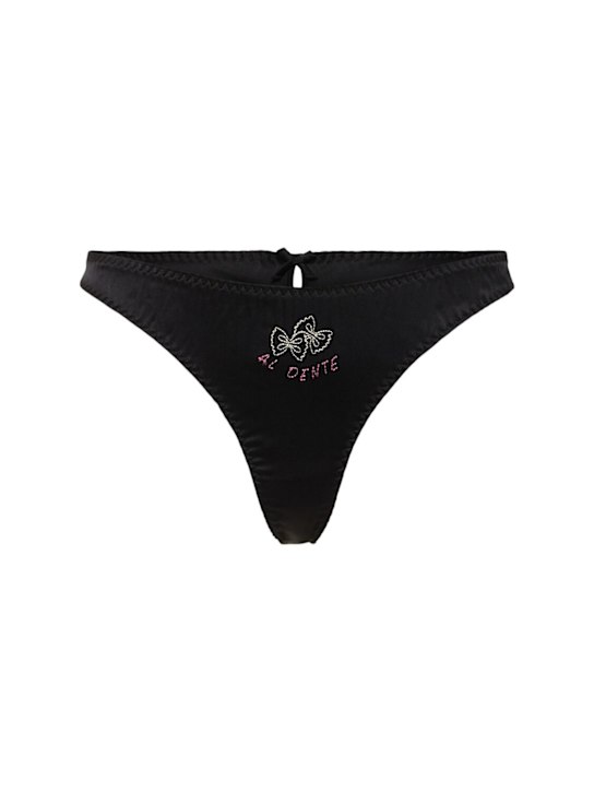 Fleur Du Mal: Al Dente high rise silk thong - women_0 | Luisa Via Roma