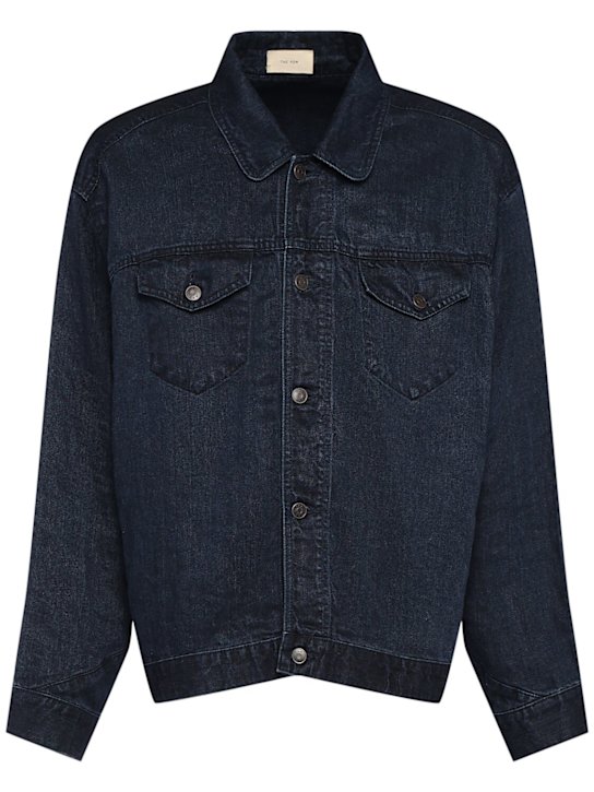 The Row: Seb linen jacket - Dark Indigo - men_0 | Luisa Via Roma