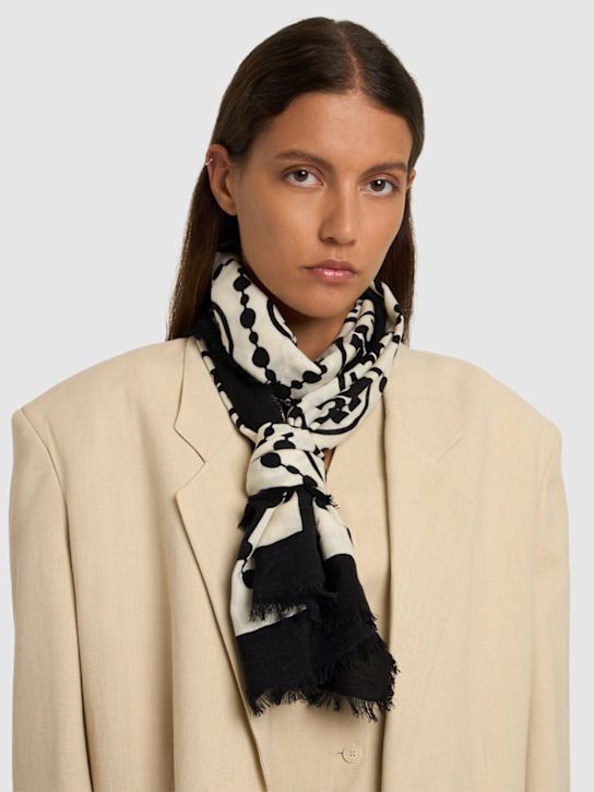 Tory Burch: T Monogram wool & silk scarf - women_1 | Luisa Via Roma